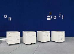 Rollcontainer weiss 3 Schubladen ohne Griffe
