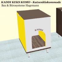 Nr. 5 Katzenklokommode gelb Holz 