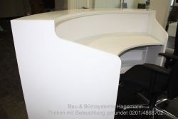 Kleine Theke weiß beleuchtet rund hochglanz 230 cm